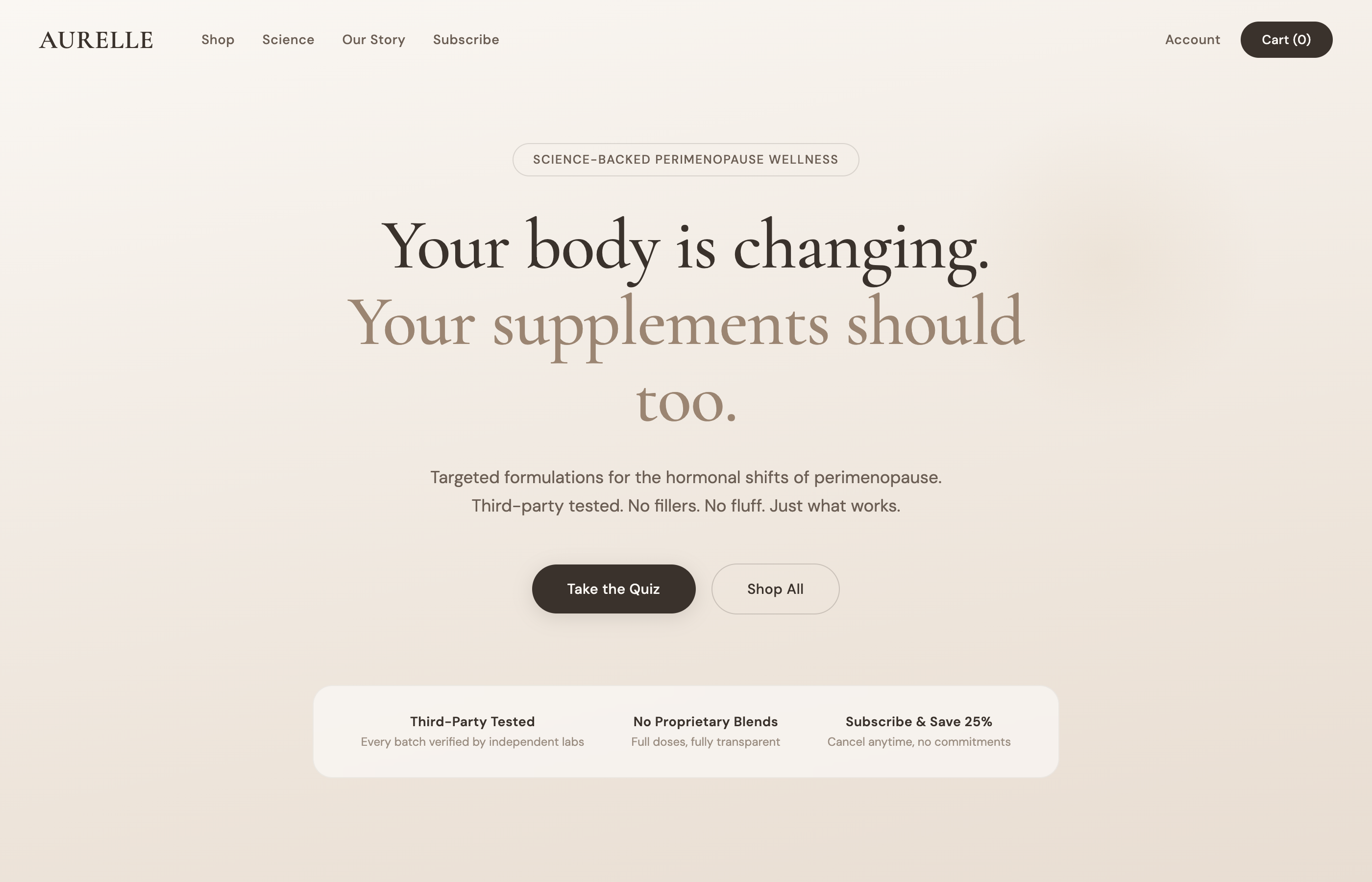 Aurelle homepage design